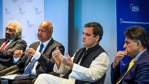 Congress president Rahul Gandhi in a panel at International Institute for Strategic Studies, in London on Friday. (PTI Photo) Congress president Rahul Gandhi in a panel at International Institute for Strategic Studies, in London on Friday. (PTI Photo)