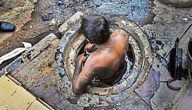 Over the last seven years, at least 30 workers in Delhi have died while cleaning sewer lines, rainwater harvesting pits or sewage treatment plants.(HT Picture for representation) Over the last seven years, at least 30 workers in Delhi have died while cleaning sewer lines, rainwater harvesting pits or sewage treatment plants.(HT Picture for representation)