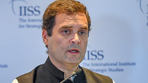 Congress President Rahul Gandhi in a panel at International Institute for Strategic Studies (IISS), in London on Friday, Aug 24, 2018.(PTI) Congress President Rahul Gandhi in a panel at International Institute for Strategic Studies (IISS), in London on Friday, Aug 24, 2018.(PTI)