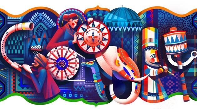 A section of the India Republic Day 2018 doodle.(Photo courtesy: Google)