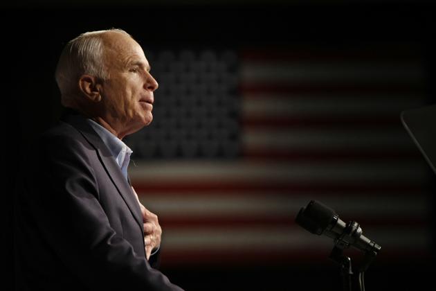 A file photo shows Republican presidential candidate Sen. John McCain, R-Ariz., speaking at a rally in Davenport, Iowa.(AP)