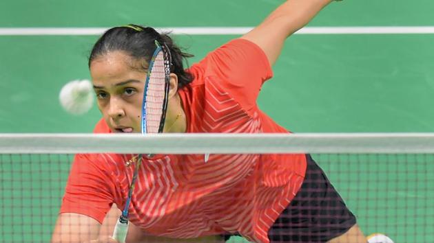 Indian shuttler Saina Nehwal plays against Tai Tzu Ying of Chinese Taipei in the first women's singles semifinal match. (PTI) 
