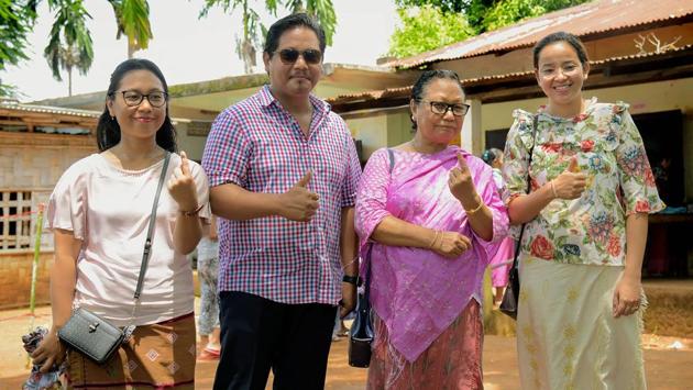 The National People’s Party (NPP) candidate and Meghalaya Chief Minister Conrad K Sangma accompanied his mother Soradini K Sangma and sister Agatha K Sangma as they cast their vote at Walbakgre Polling Station under South Tura Constituency, in Tura on August 23, 2018. Sangma defeated his Congress challenger Charlotte W Momin in the by-election to the South Tura assembly seat as predicted. (PTI File) The National People’s Party (NPP) candidate and Meghalaya Chief Minister Conrad K Sangma accompanied his mother Soradini K Sangma and sister Agatha K Sangma as they cast their vote at Walbakgre Polling Station under South Tura Constituency, in Tura on August 23, 2018. Sangma defeated his Congress challenger Charlotte W Momin in the by-election to the South Tura assembly seat as predicted. (PTI File)