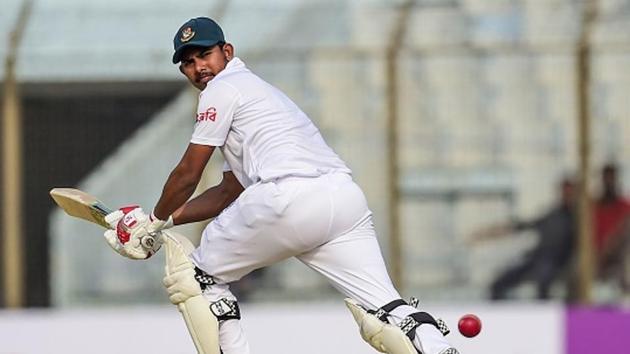 Bangladeshi cricketer Mosaddek Hossain plays a shot during the fifth and final day of the first cricket Test between Bangladesh and Sri Lanka at Zahur Ahmed Chowdhury Stadium in Chittagong(AFP/Getty Images)