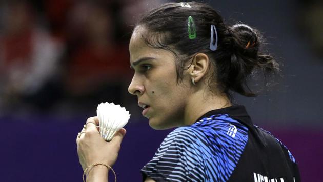 Saina Nehwal in action during Asian Games 2018 semifinal match against Tai Tzu Ying.(AP)