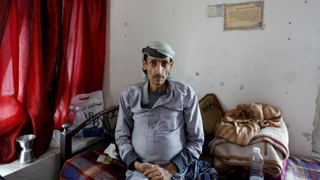 Saleh Ali al-Mansouri, 50, who has colon cancer, at a charity which houses cancer patients in Sanaa. Yasser Abdullah Noor, head of the Al-Amal Centre for Cancer Treatment, said the centre is struggling to provide care to its more than 5,300 patients in Hodeidah and risked shutting down without government support. “A centre that provides care to thousands of patients cannot operate on donations and grants alone.” (Khaled Abdullah / REUTERS)