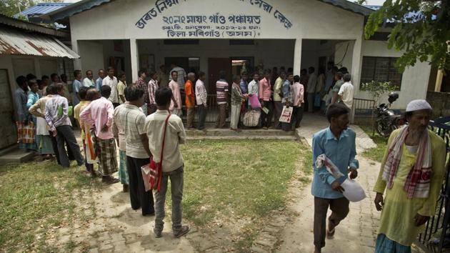 People whose name were left out in the National Register of Citizens draft stand in a queue to collect forms to file appeals in Mayong, on August 10.(AP file photo) People whose name were left out in the National Register of Citizens draft stand in a queue to collect forms to file appeals in Mayong, on August 10.(AP file photo)