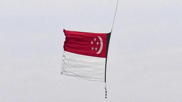 Singapore national flag during the 53rd National Day parade and celebration in Singapore on August 9.(AFP File Photo)