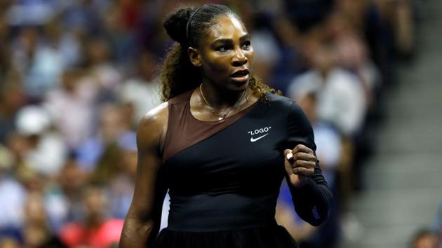 Serena Williams during her first round match against Magda Linette of Poland at US Open tournament. (NYT) Serena Williams during her first round match against Magda Linette of Poland at US Open tournament. (NYT)