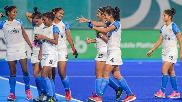 Jakarta: Indian women's hockey team celebrates after defeating China in the semifinal match at the 18th Asian Games 2018.(PTI)