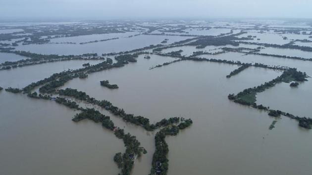 An aerial view of flooded Kuttanad in Alappuzha district, in the southern state of Kerala, India, Sunday, Aug.19, 2018.(AP File Photo)