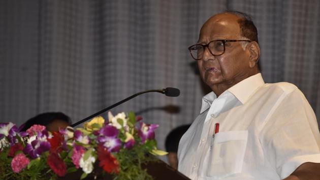 Nationalist Congress Party president Sharad Pawar addresses party workers during their 7th National Convention at Mavlankar Hall in New Delhi on August 29. (Sonu Mehta/HT PHOTO) Nationalist Congress Party president Sharad Pawar addresses party workers during their 7th National Convention at Mavlankar Hall in New Delhi on August 29. (Sonu Mehta/HT PHOTO)