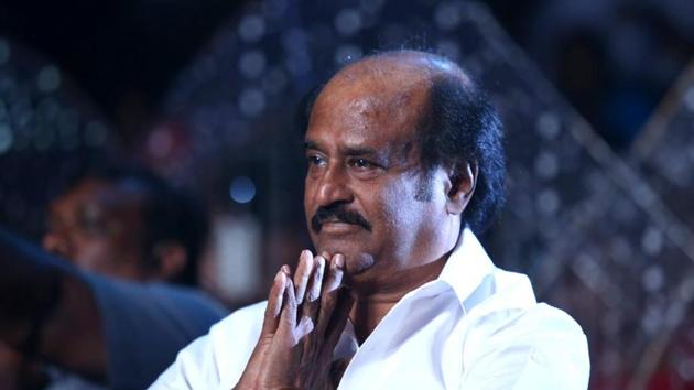 On the cover page of the book is a visage of a thoughtful-looking Rajinikanth and a hand symbol made famous by his movie Baba. Most observers expect Rajini Makkal Mandram to be converted into a political party.(File photo)