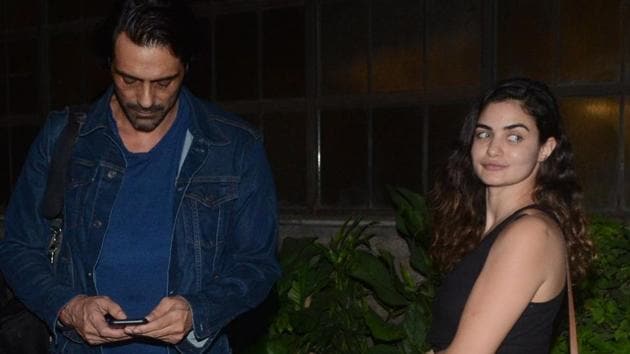 Arjun Rampal and Gabriella Demetriades spotted at Pali Cafe in Mumbai.(Viral Bhayani)