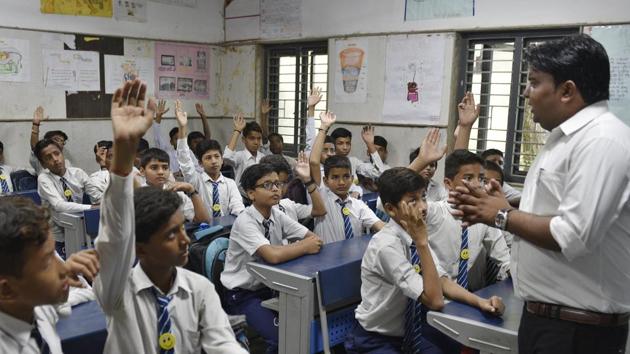 It is being ensured that the teachers who have been invited are relieved from their duties four days before the event which means that schools will have an undeclared leave during this period. (Sanchit Khanna/HT PHOTO) It is being ensured that the teachers who have been invited are relieved from their duties four days before the event which means that schools will have an undeclared leave during this period. (Sanchit Khanna/HT PHOTO)
