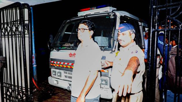 Lawyer Arun Ferreira taken to Faraskhana Police station in Pune on Wednesday. (RAHUL RAUT/HT) Lawyer Arun Ferreira taken to Faraskhana Police station in Pune on Wednesday. (RAHUL RAUT/HT)