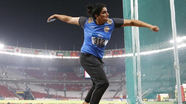 India's Seema Punia competes in the woman's discus final during the athletics competition. (AP) India's Seema Punia competes in the woman's discus final during the athletics competition. (AP)