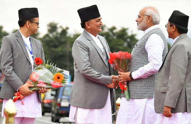 Prime Minister Narendra Modi arrives in Nepal to participate in the 4th BIMSTEC summit, Kathmandu, Aug 30, 2018(PTI)