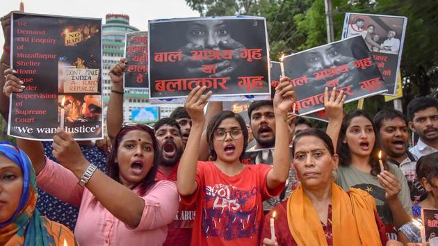 Members of different organisation stage a protest march against the Muzaffarpur shelter home sexual abuse case, in Patna on Sunday, August 5, 2018. (PTI File) Members of different organisation stage a protest march against the Muzaffarpur shelter home sexual abuse case, in Patna on Sunday, August 5, 2018. (PTI File)