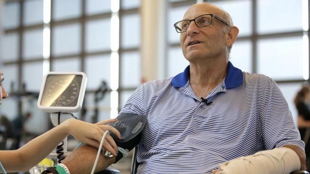 William Lytton, of Scarsdale, has his vital signs checked by physical therapist at Spaulding Rehabilitation Hospital, in Boston.(AP Photo) William Lytton, of Scarsdale, has his vital signs checked by physical therapist at Spaulding Rehabilitation Hospital, in Boston.(AP Photo)