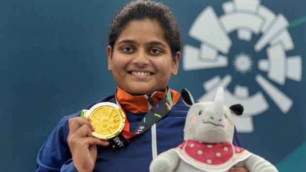 Pune trained Rahi Sarnobat with the women’s 25m pistol gold medal at the 18th Asian Games at Palembang, in Indonesia on Wednesday. Rahi Sarnobat became India’s first ever female shooting champion at the Asian Games. (PTI) Pune trained Rahi Sarnobat with the women’s 25m pistol gold medal at the 18th Asian Games at Palembang, in Indonesia on Wednesday. Rahi Sarnobat became India’s first ever female shooting champion at the Asian Games. (PTI)