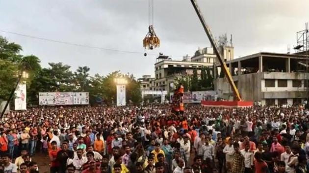 A dahi handi celebration at Navi Mumbai.(HT File)