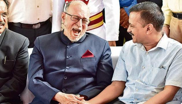 Lieutenant Governor Anil Baijal shares a light moment with Chief Minister Arvind Kejriwal in this file photo. The AAP govt and the L-G have been at loggerheads over power-sharing. (HT File Photo) Lieutenant Governor Anil Baijal shares a light moment with Chief Minister Arvind Kejriwal in this file photo. The AAP govt and the L-G have been at loggerheads over power-sharing. (HT File Photo)