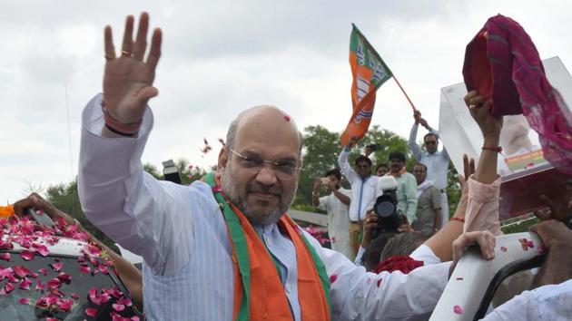 BJP National President Amit Shah during an earlier visit to Jaipur.(HT File Photo)