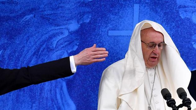 Pope Francis leads the Angelus at the Knock Shrine in Knock, Ireland. (Dylan Martinez / REUTERS)
