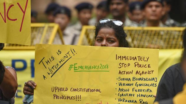 Police said the operation was part of a probe into an event called Elgar Parishad in Pune on December 31, 2017, when various activists and Dalit organisations came together. The next day, violence broke out at Bhima Koregaon, as tens of thousands of Dalits celebrated the 200th anniversary of an 1818 war between the British army, and the state’s Peshwa rulers. (Raj K Raj / HT Photo)