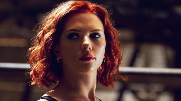 Scarlett Johansson in a still from the first Avengers film.