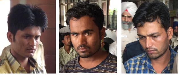 (From left) Convicts Mohammad Garib (26), Kismat Ali (24) and Mohammad Irfan (29).(HT Photo)