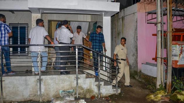The Maharashtra anti-terrorism squad raids the house of Sanatan Sanstha member Vaibhav Raut at Nalasopara in Palghar on Friday. The ATS seized huge quantities of explosives from his residence.(PTI File) The Maharashtra anti-terrorism squad raids the house of Sanatan Sanstha member Vaibhav Raut at Nalasopara in Palghar on Friday. The ATS seized huge quantities of explosives from his residence.(PTI File)