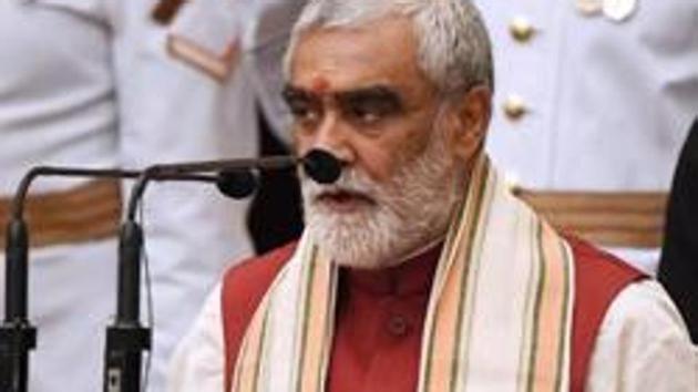 Member of parliament Ashwini Kumar Choubey takes the oath during the swearing-in ceremony of new ministers at the Presidential Palace in New Delhi on September 03, 2017.(AFP File Photo)