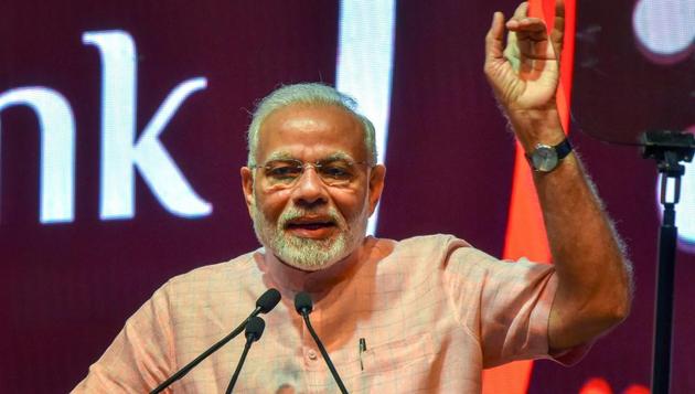 Prime Minister Narendra Modi addresses during the launch of India Post Payments Bank (IPPB), in New Delhi on Saturday, Sept 1, 2018. (PTI) Prime Minister Narendra Modi addresses during the launch of India Post Payments Bank (IPPB), in New Delhi on Saturday, Sept 1, 2018. (PTI)