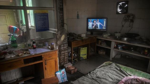 An entertainment program is shown on a TV set in a control room of one of the surviving privately-owned small power plants on an unnamed tributary of the Dadu river. Sichuan underlines the case. Total hydropower reached more than 75 GW in 2017, greater than the total in most Asian countries. It was also more than double the capacity of the province’s power grid. (Damir Sagolj / REUTERS)