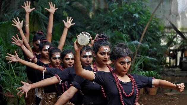 Students dressed as Hindu god Shiva, also known as Nataraja, the Lord of Dancers, during celebrations of Dahi Handi in Mumbai, Maharashtra. (Francis Mascarenhas / REUTERS) Students dressed as Hindu god Shiva, also known as Nataraja, the Lord of Dancers, during celebrations of Dahi Handi in Mumbai, Maharashtra. (Francis Mascarenhas / REUTERS)
