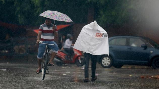 An early morning scene while it rained at IIT. Delhi received 61 mm of rainfall since the morning with The India Meteorological Department (IMD) forecasting more spells of rains and thundershowers to occur during the day as well as in the two days. (Amal KS / HT Photo) 