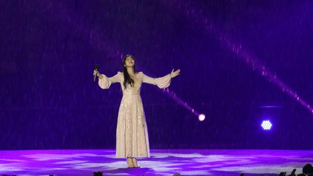 Isyana Sarasvati performs during the Closing Ceremony. (REUTERS)
