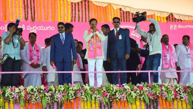 Telangana chief minister K Chandrasekhar Rao during his public rally in Telangana on September 2. (HT Photo) Telangana chief minister K Chandrasekhar Rao during his public rally in Telangana on September 2. (HT Photo)