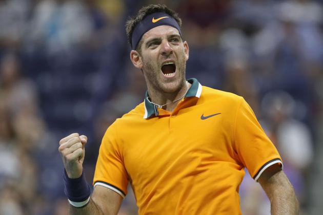 Juan Martin del Potro of Argentina celebrates after winning his men's singles fourth round match against Borna Coric (AFP) Juan Martin del Potro of Argentina celebrates after winning his men's singles fourth round match against Borna Coric (AFP)