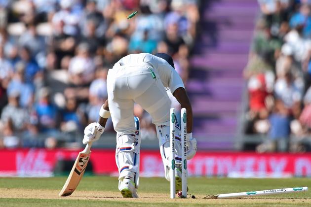 KL Rahul was knocked over by Stuart Broad early in India’s chase (AFP) KL Rahul was knocked over by Stuart Broad early in India’s chase (AFP)