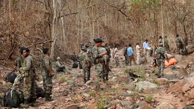 Security personnel carry out search in Kedu forest after Maoists were gunned down by CRPF forces in Latehar district of Jharkhand on April 4. (PTI Photo) Security personnel carry out search in Kedu forest after Maoists were gunned down by CRPF forces in Latehar district of Jharkhand on April 4. (PTI Photo)