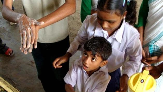 Unicef works with Sarva Siksha Abhiyan and Integrated Child Development Services, to promote hygiene water and sanitation services in schools, Anganwadi and health centers to promote hygiene practices.(Unicef) Unicef works with Sarva Siksha Abhiyan and Integrated Child Development Services, to promote hygiene water and sanitation services in schools, Anganwadi and health centers to promote hygiene practices.(Unicef)