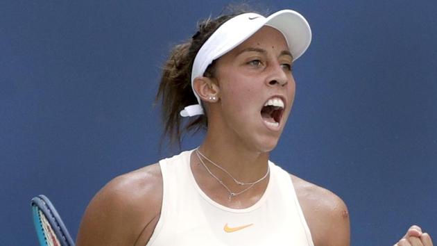 Madison Keys celebrates after winning a game against Dominika Cibulkova, of Slovakia.(AP)