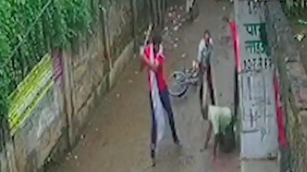Police said the CCTV footage showed Khan being hit 49 times in 90 seconds.(Screengrab)