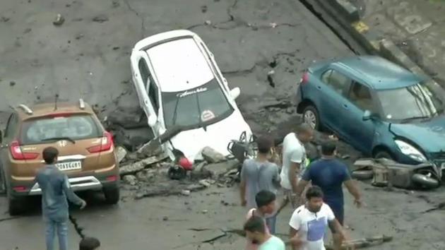 A portion of the Majerhat Bridge on busy Diamond Harbour Road in south Kolkata reportedly collapsed around 4.45 pm with several people feared to be trapped under it. (ANI) 