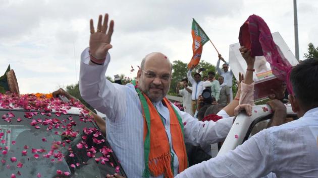 BJP’s national president Amit Shah during an earlier visit to Jaipur.(HT FILE PHOTO)