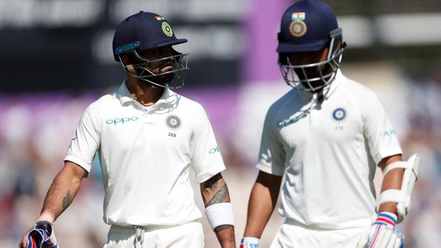 Cricket - England v India - Fourth Test - Ageas Bowl, West End, Britain - September 2, 2018 India's Virat Kohli and Ajinkya Rahane leave the field for the lunch break (REUTERS) Cricket - England v India - Fourth Test - Ageas Bowl, West End, Britain - September 2, 2018 India's Virat Kohli and Ajinkya Rahane leave the field for the lunch break (REUTERS)