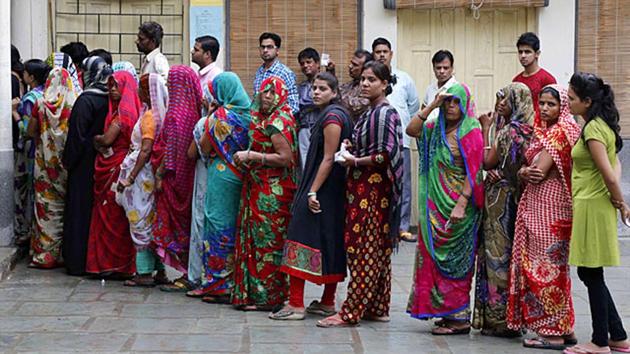 Women voters wait to cast their votes at a polling booth. (HT FILE PHOTO) Women voters wait to cast their votes at a polling booth. (HT FILE PHOTO)
